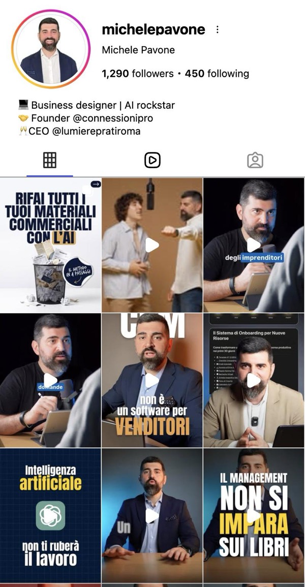 Il profilo Instagram @michelepavone
